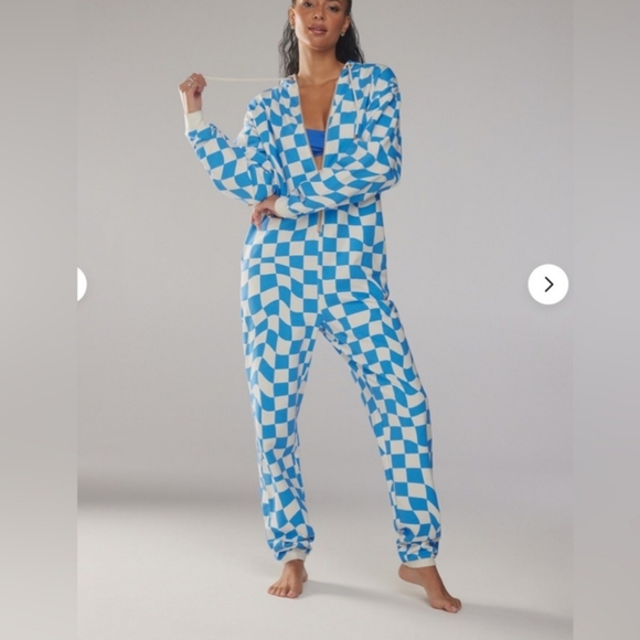 Savage x Fenty Blue White Check Print Onesie Jumpsuit Size US 4-6 - Picture 1 of 8